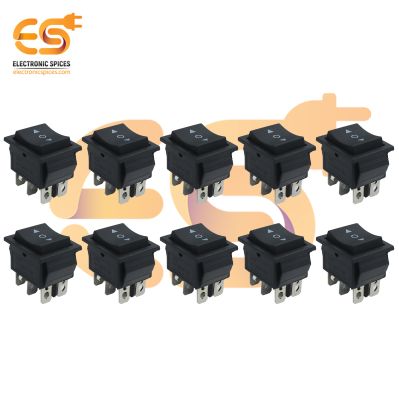 KCD4 16A 250V AC 6-Pin ON-OFF-ON 3-Position Rocker Switch Pack of 10